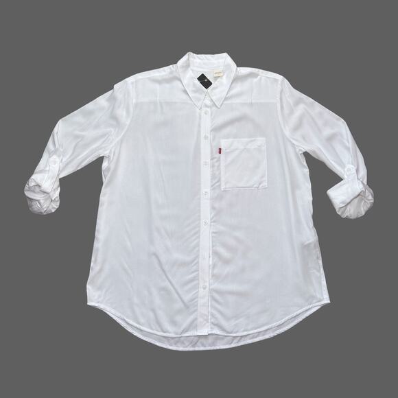 Levi's Women's Darlene Utility Shirt Bright White Size M NWT $59 - Picture 1 of 9